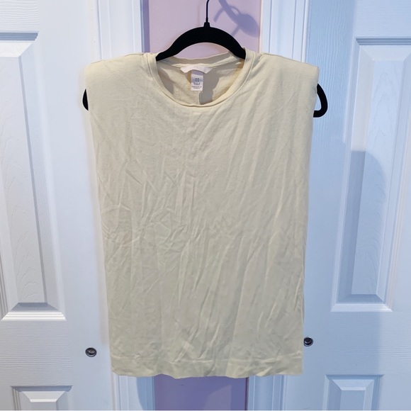 H&M Sleeveless Should Pad Tank Light Yellow Sz M - Picture 4 of 7